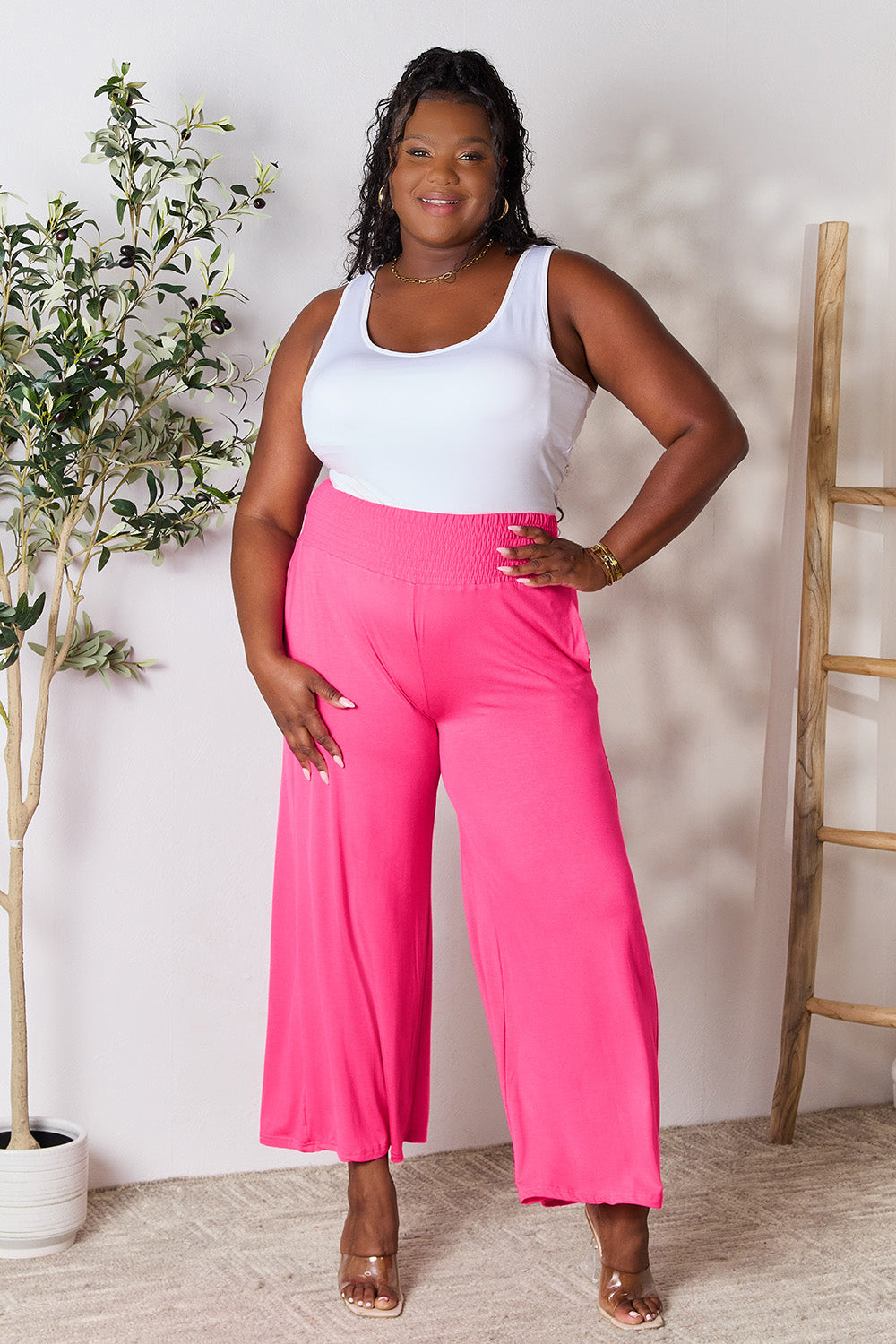 Waistband Wide Leg Pants