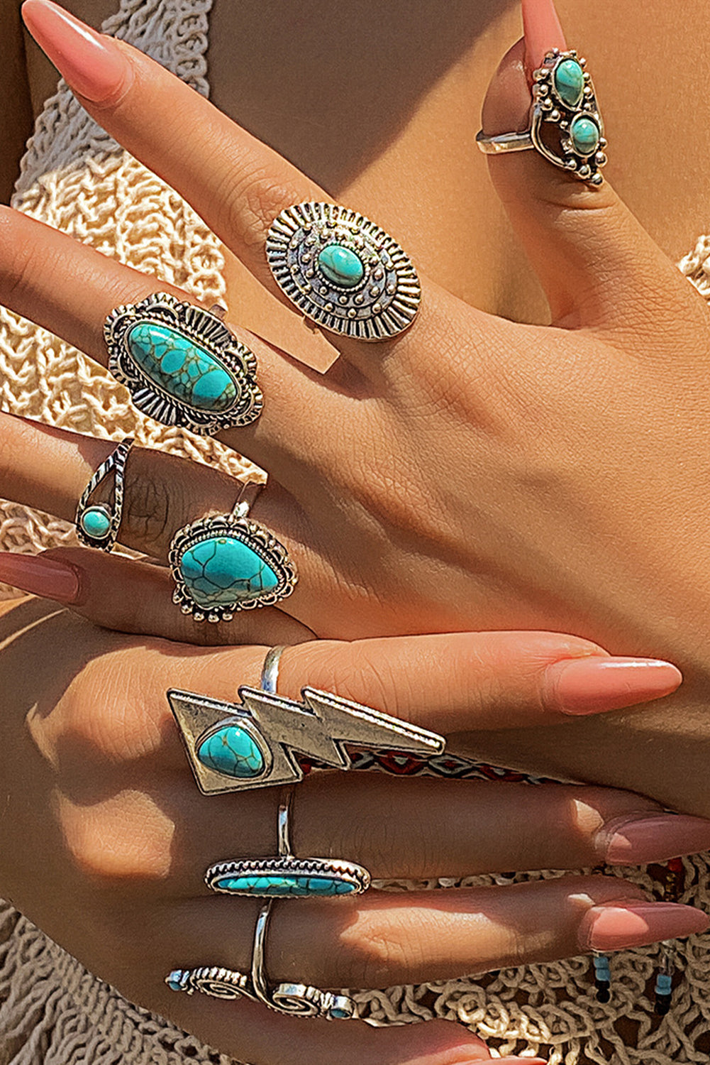Ring Set Turquoise Inlay Western