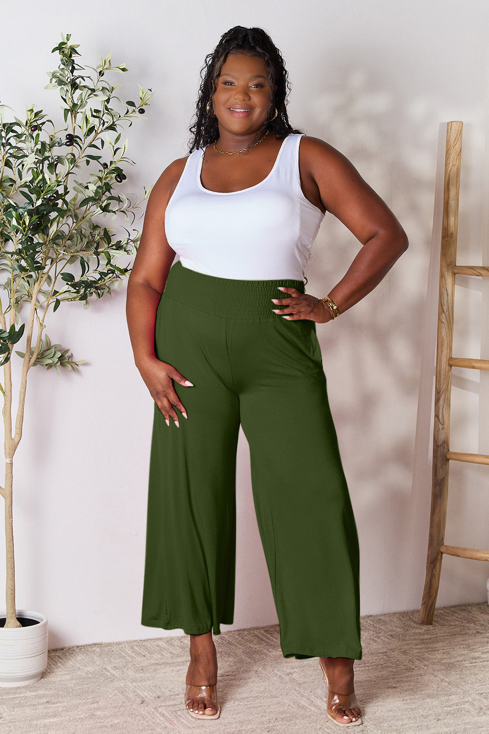 Waistband Wide Leg Pants