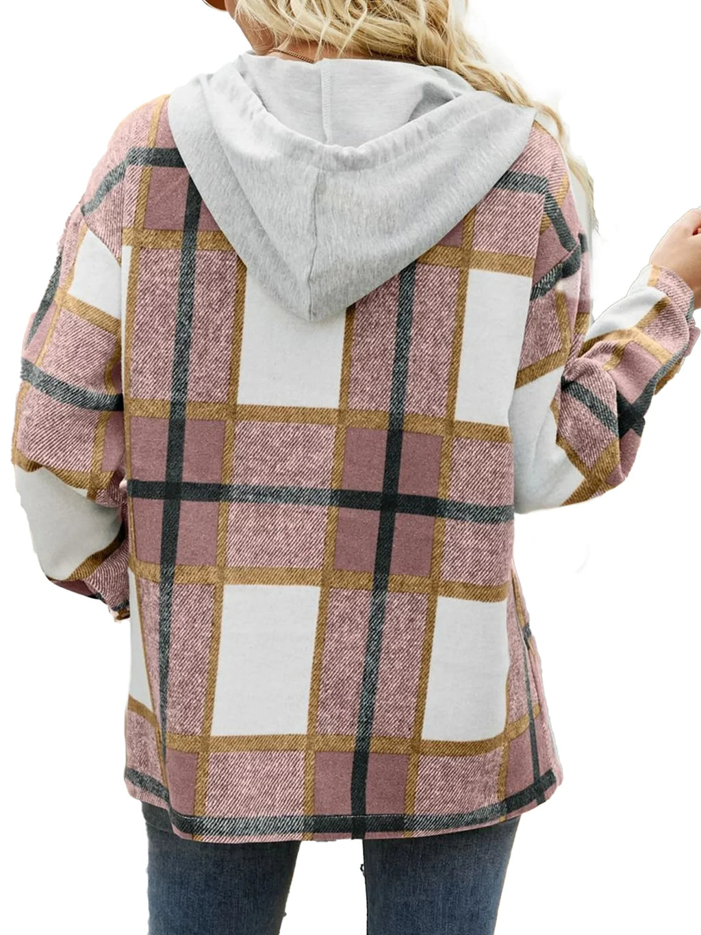  Hooded Shacket Jacket with Pocket