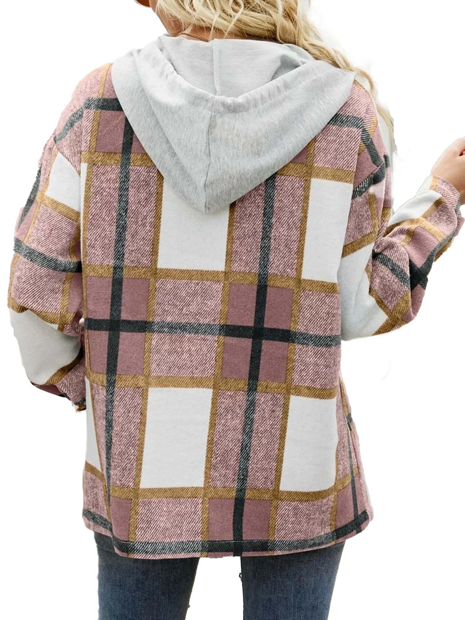  Hooded Shacket Jacket with Pocket