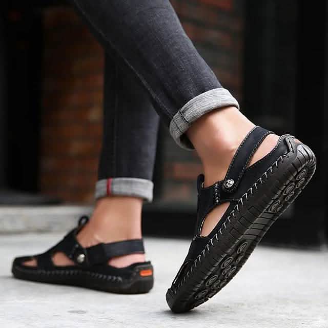 Men's Sandals Cowhide- Casual Beach Walking Shoes