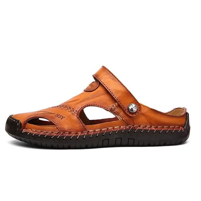 Men's Sandals Cowhide- Casual Beach Walking Shoes