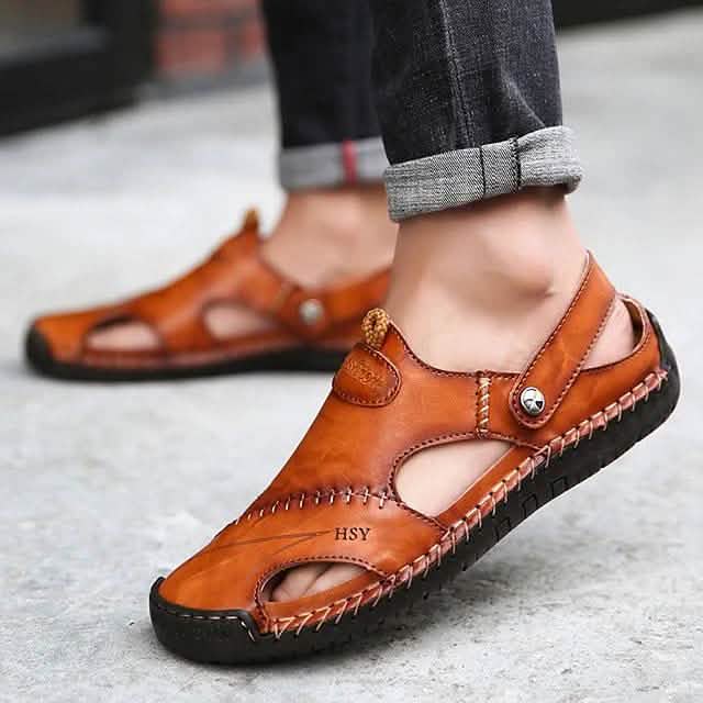 Men's Sandals Cowhide- Casual Beach Walking Shoes