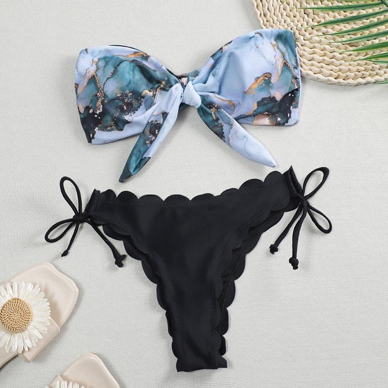 Summer Blue Bikini Women Swimwear